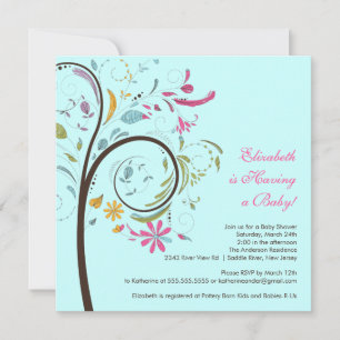 Invitación de Baby Shower del niño floral de prima