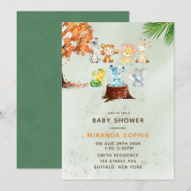 Invitación de Baby Shower del niño Woodland Safari