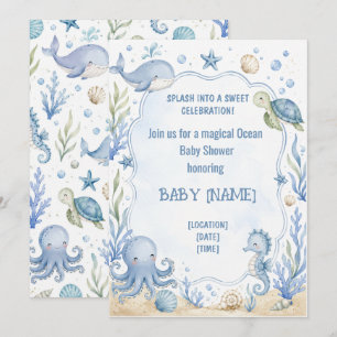 Invitación de Baby Shower del Océano Personalizabl