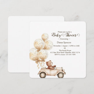 invitación de baby shower del osito Barely Wait