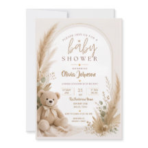 Invitación de baby shower del osito boho
