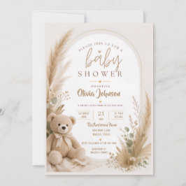 Invitación de baby shower del osito boho