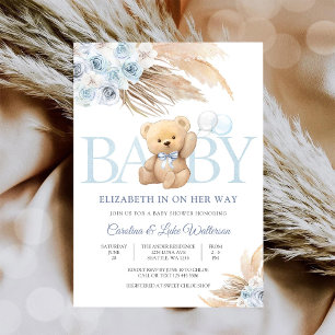 Invitación de Baby Shower del Osito de Peluche Azu