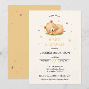 Invitación de Baby Shower del Osito Dormido Bebé
