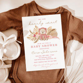 Invitación de Baby Shower del oso boho rosa | Bear