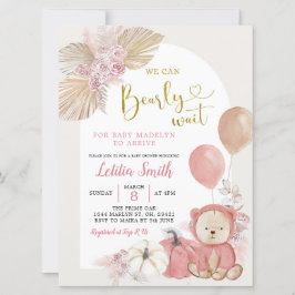 Invitación de Baby Shower del oso de calabaza de b