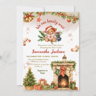 Invitación de Baby Shower del oso de Navidad de Sa