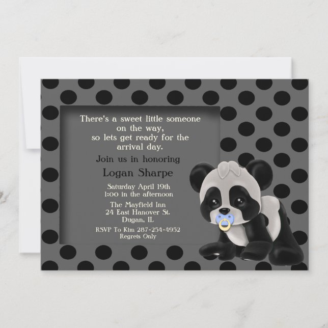 Invitación de Baby Shower del oso de panda del (Anverso)