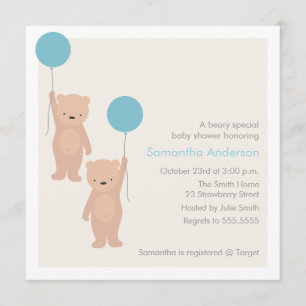 Invitación de Baby Shower del oso de peluche -