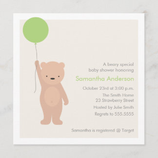 Invitación de Baby Shower del oso de peluche -