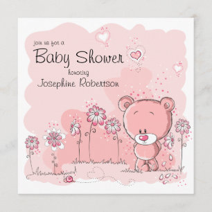 Invitación de Baby Shower del oso de peluche -