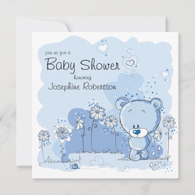 Invitación de Baby Shower del oso de peluche - (Anverso)