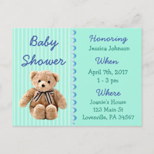 Invitación de Baby Shower del oso de peluche del