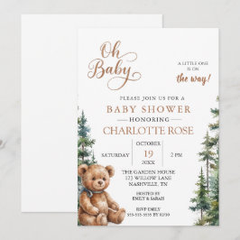 Invitación de Baby Shower del Oso de Peluche del B