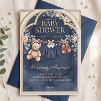 Invitación de Baby Shower del Oso de Peluche Prepp