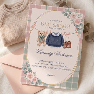 Invitación de Baby Shower del Oso de Peluche Prepp