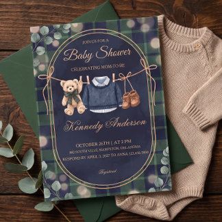 Invitación de Baby Shower del Oso de Peluche Prepp