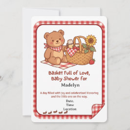 Invitación de Baby Shower del Oso de Picnic a Cuad