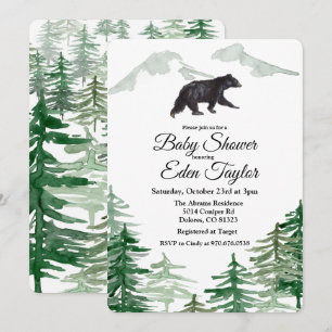 Invitación de Baby Shower del Oso del Árbol Rústic