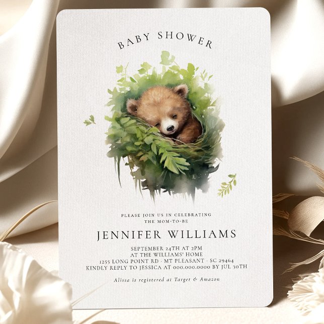 Invitación de Baby Shower del oso durmiente de col (Subido por el creador)