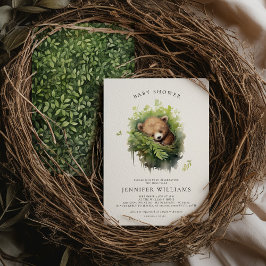 Invitación de Baby Shower del oso durmiente de col