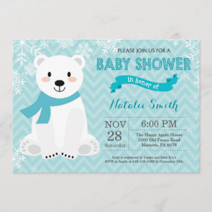 Invitación de Baby Shower del oso polar de la