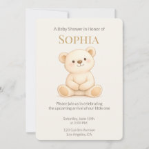 Invitación de Baby Shower del Oso Teddy Boho