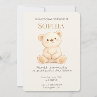 Invitación de Baby Shower del Oso Teddy Boho