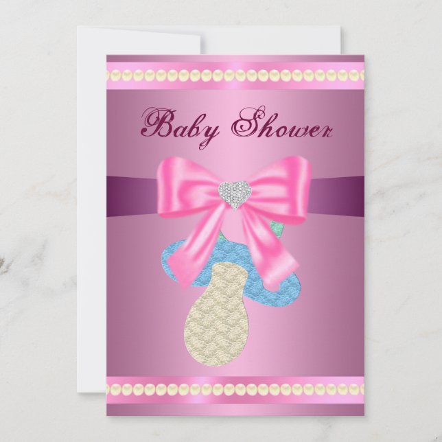 Invitación de Baby Shower del Pacificador Rosa (Anverso)