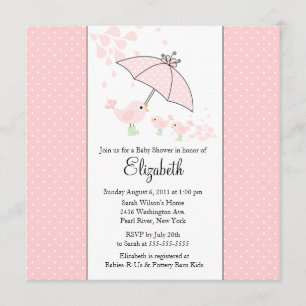 Invitación de Baby Shower del pájaro de los