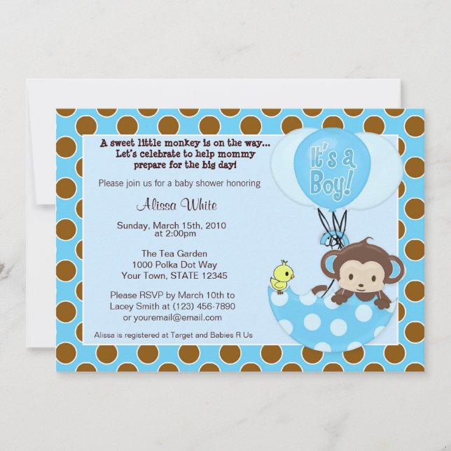 Invitación de Baby Shower del paraguas del (Anverso)