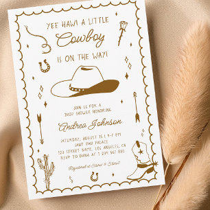 Invitación de Baby Shower del Pequeño Vaquero Dibu