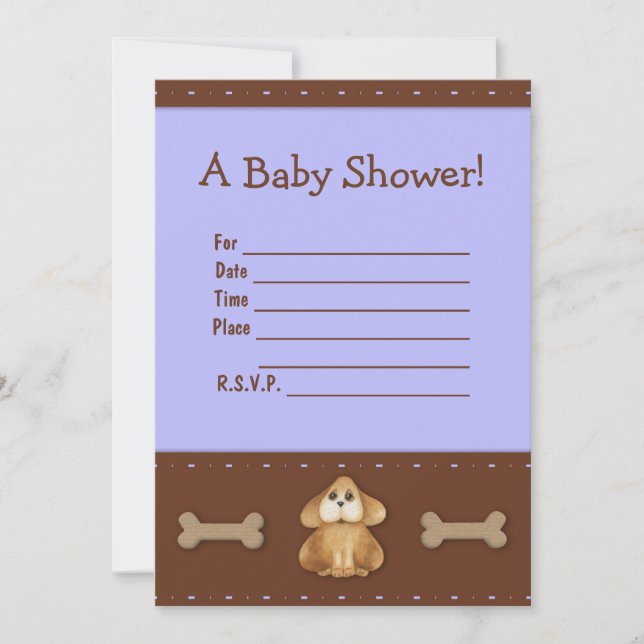 Invitación de Baby Shower del perrito (Anverso)