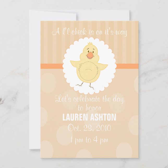Invitación de Baby Shower del polluelo de L'l (Anverso)