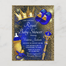 Invitación de Baby Shower del Príncipe Azul Dorado