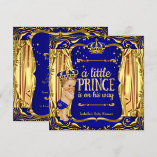 Invitación de Baby Shower del Príncipe Azul Dorado
