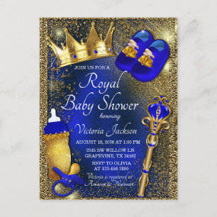 Invitación de Baby Shower del Príncipe Azul Real y