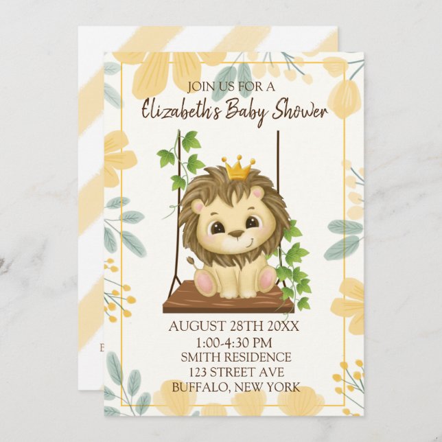 Invitación de Baby Shower del Príncipe de la Flora (Anverso / Reverso)