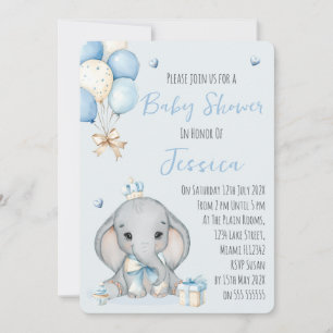Invitación de Baby Shower del Príncipe Elefante Ni