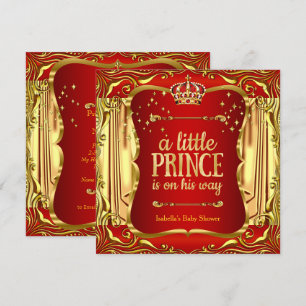 Invitación de Baby Shower del Príncipe Niño Rojo D