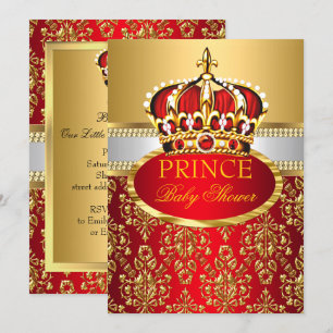 Invitación de baby shower del Príncipe Real Corona