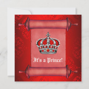 Invitación de Baby Shower del Príncipe Rojo Real