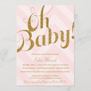 Invitación de Baby Shower del purpurina con