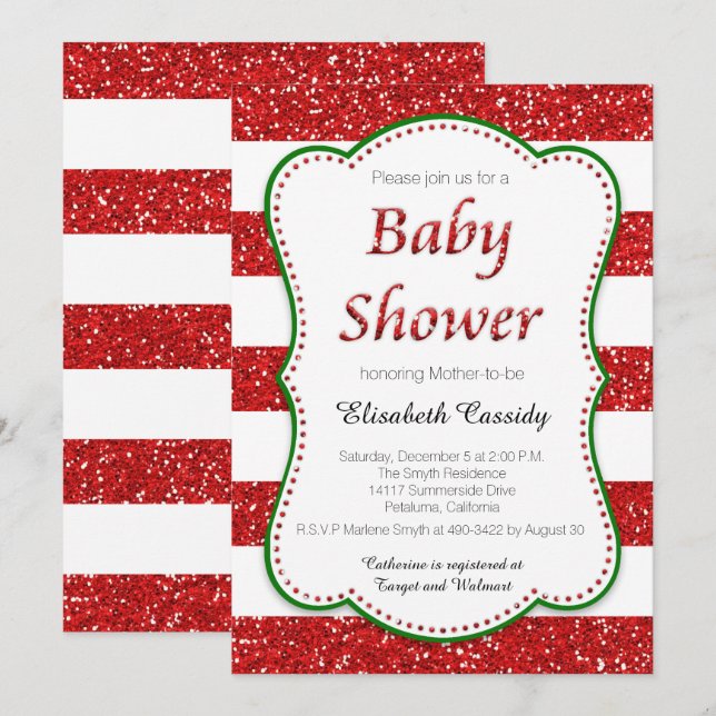 Invitación de Baby Shower del Purpurina de vacacio (Anverso / Reverso)