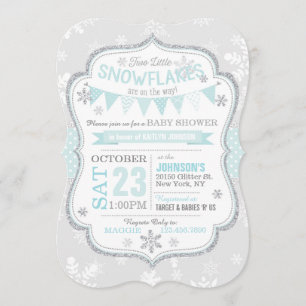 Invitación de Baby Shower del purpurina del copo
