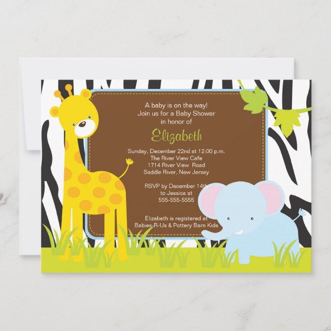 Invitación de Baby Shower del safari de los (Anverso)