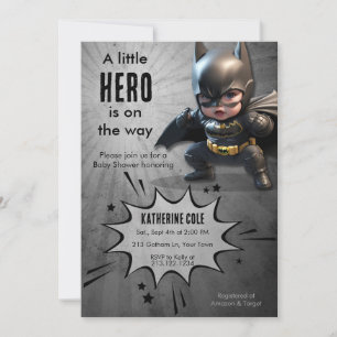 Invitación de Baby Shower del Súper Héroe Murciéla