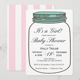 Invitación de Baby Shower del tarro de albañil del