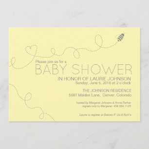 Invitación de Baby Shower del tema de la abeja
