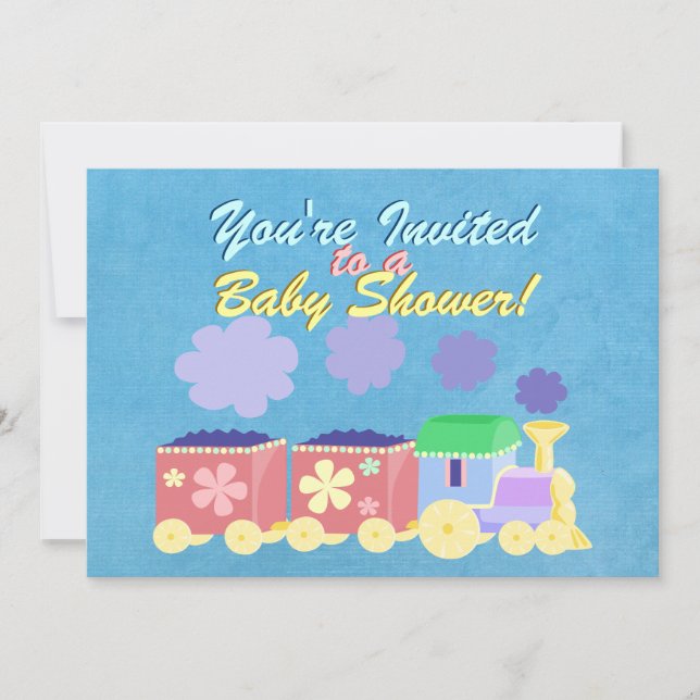 Invitación de Baby Shower del tren del bebé (Anverso)